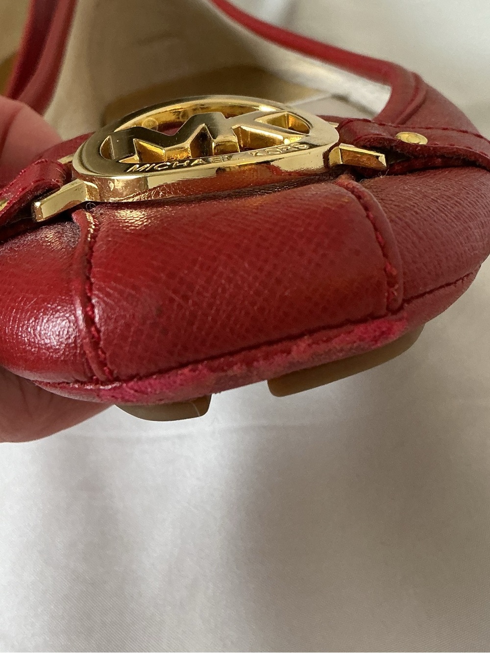 Michael Kors Red Leather MK Logo Slip-On Flats - Picture 4 of 6